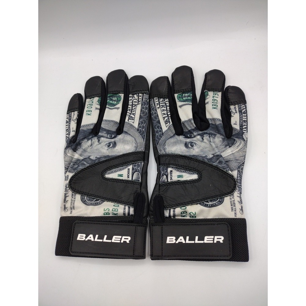 Gorilla Balls Hundred Dollar Design Baseball Batting Gloves Leather Men XL Black